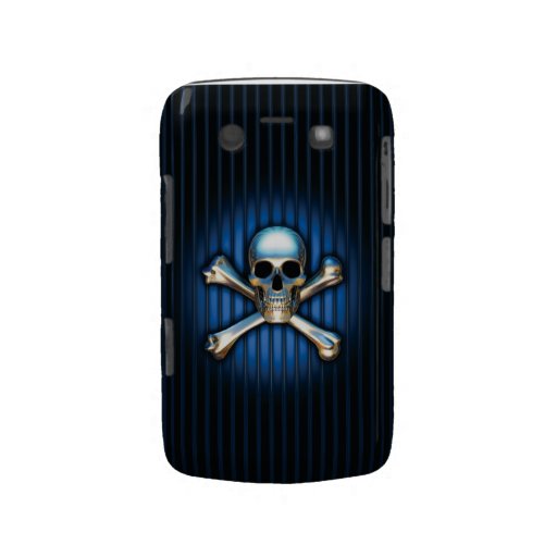 Caisse audacieuse de crâne de baie bleue de noir coques blackberry bold