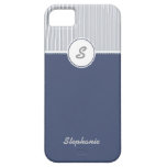 Caisse bleue de l'iPhone 5 de rayure de monogramme iPhone 5 Case