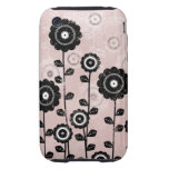 Caisse florale rose et noire minable de l'iPhone 3 Étuis Tough iPhone 3