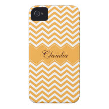Caisse orange personnalisée de motif de chevron coque iPhone 4 Case-Mate