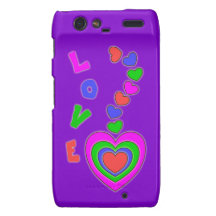 Caisse pourpre de Motorola Droid RAZR de coeurs mu