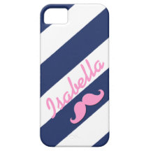 CAISSE ROSE de l'iPHONE 5 de RAYURES BLEUES de MOU Coques iPhone 5