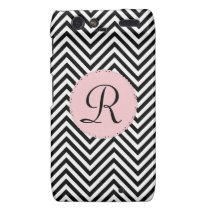 Caisse rose et noire et blanche de Chevron Motorol coques case-mate