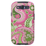 Caisse rose et verte de Paisley avec le monogramme