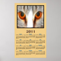 Calendrier 2011 d'une seule page de yeux ambres affiches