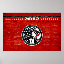 Calendrier américain 2012 d'affiche de drapeau de 
