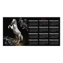 Calendrier caracolant de cheval blanc photocarte