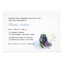 Calice bleu, croix, invitation de communion de rai