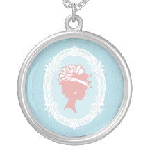 Camée vintage bleue et rose pendentifs