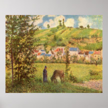 Camille Pissarro - huile de fille de vache à cow-g Affiches