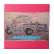 camion bleu de patine de beauté antique carreaux