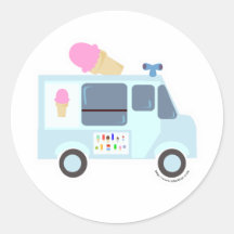 Camion de crème glacée autocollant rond