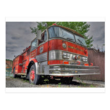 Camion de pompiers carte postale