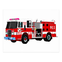 CAMION DE POMPIERS CARTE POSTALE