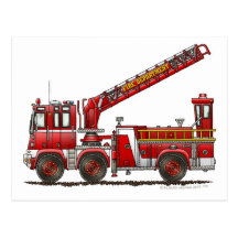 Camion de pompiers de crochet et d'échelle carte postale