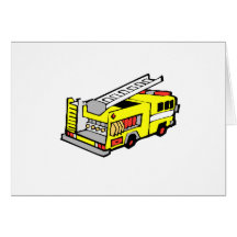 Camion de pompiers jaune carte de vœux