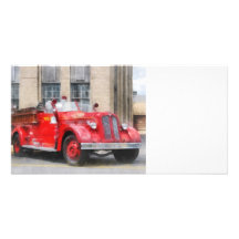 Camion de pompiers vintage photocartes personnalisées