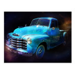 Camion d'Omega ! Camion vintage bleu Carte Postale
