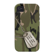 Camo vert militaire avec l'étiquette de chien coque iPhone 4