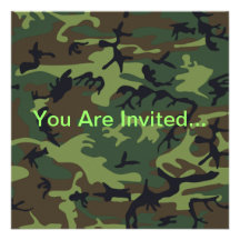 Camouflage vert militaire cartons d'invitation