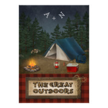 Camping, Glamping, pêche, invitation de mariage de