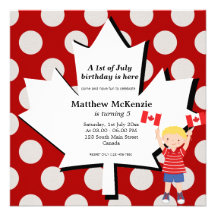 Canadian Birthday boy Custom Invitation