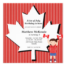 Canadian birthday boy custom invitation