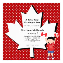 Canadian birthday boy custom invitation