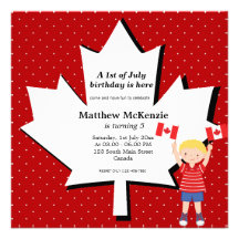 Canadian Birthday boy Custom Invite