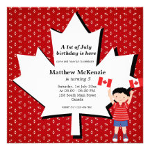 Canadian birthday boy custom invite