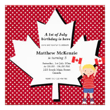 Canadian Birthday boy Invitations