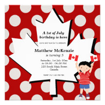 Canadian birthday boy invitations