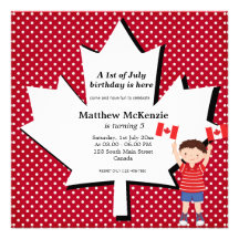 Canadian birthday boy invites