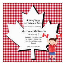 Canadian birthday boy personalized announcements