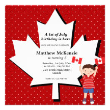 Canadian Birthday boy Personalized Announcements