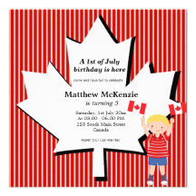 Canadian Birthday boy Personalized Invitation