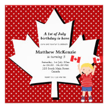 Canadian Birthday boy Personalized Invitations