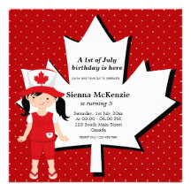 Canadian Birthday girl Custom Invitations