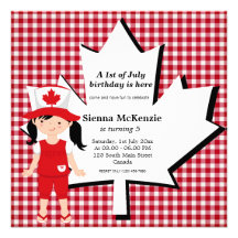 Canadian Birthday girl Invitations
