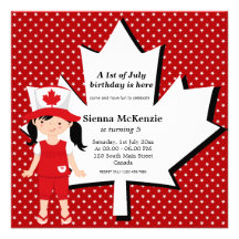 Canadian Birthday girl Invitations