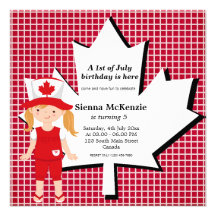 Canadian birthday girl personalized announcements