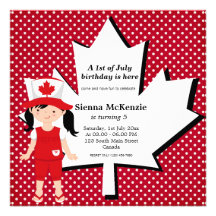 Canadian Birthday girl Personalized Invitation