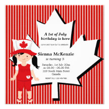 Canadian Birthday girl Personalized Invitations
