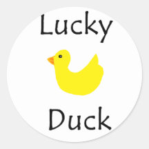 Canard chanceux autocollant rond