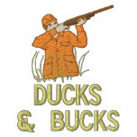 Canard et chasseur de jeu et de cerfs communs de m sweatshirt à capuche brodé