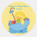 Canard jaune, parapluie, autocollant jaune de baby