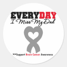 Cancer du cerveau chaque Mlle My Dad du jour I Autocollant Rond