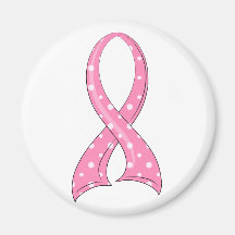 Cancer du sein de ruban de rose de point de polka aimant