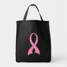 Cancer du sein de ruban de rose de point de polka sac en toile