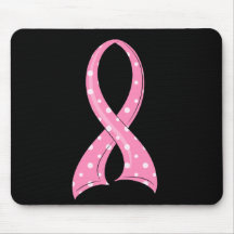 Cancer du sein de ruban de rose de point de polka tapis de souris